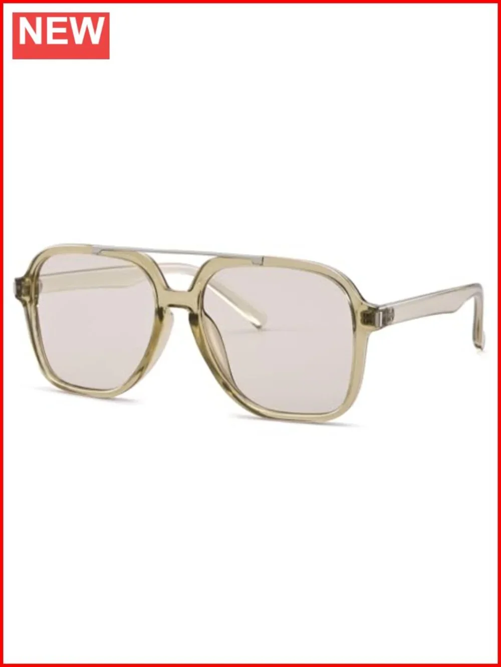 Oversized Aviator Sunglasses Retro Square Frame UV400 Protection